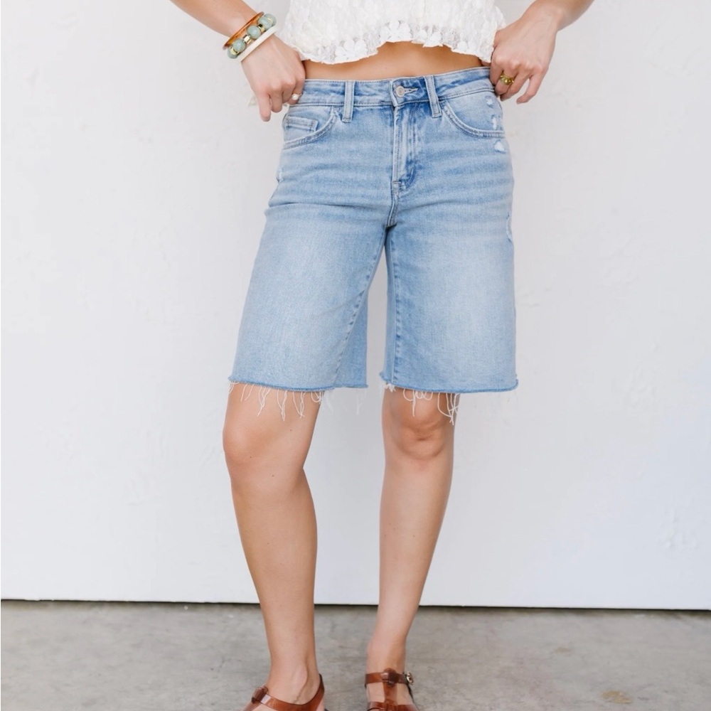 Brand New Light Wash Denim Knee Length Shorts
